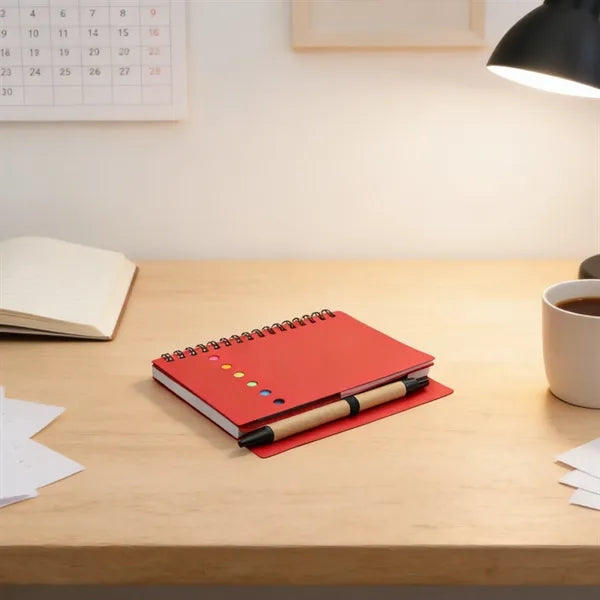 Mini Pocket Spiral Notebook W/ Sticky Notes & Pen