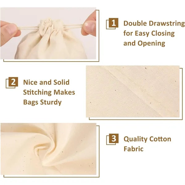 Cotton Linen DrawString Bags