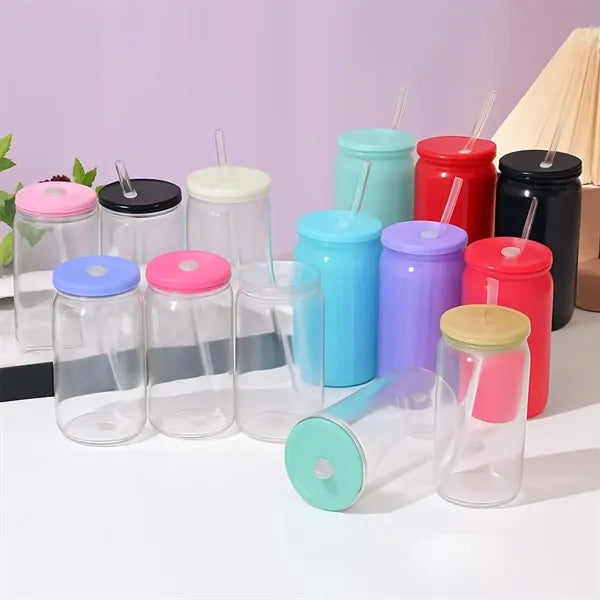 16Oz Eco Friendly Colorful Pc Mason Cup With Straw