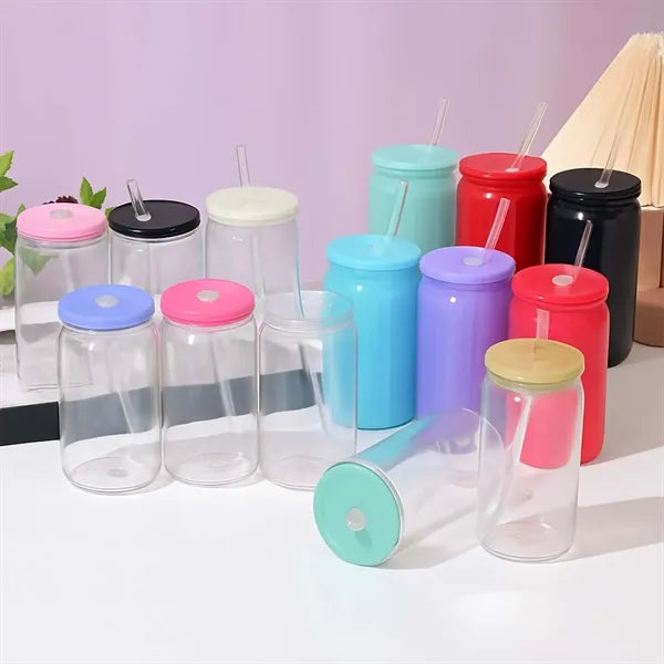 16Oz Eco Friendly Colorful Pc Mason Cup With Straw