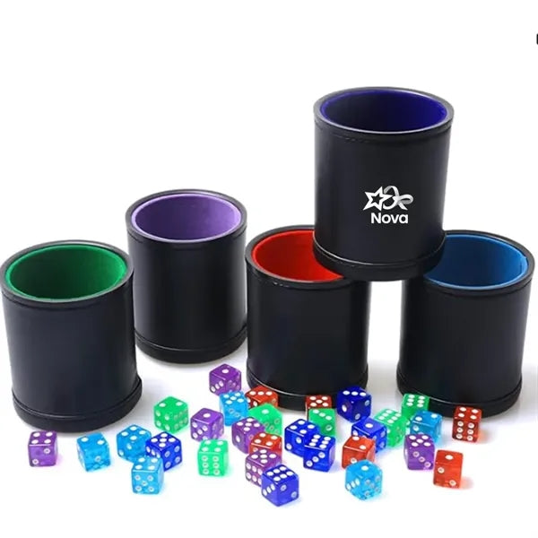 PU Leather Dice Cup With 5 Dices