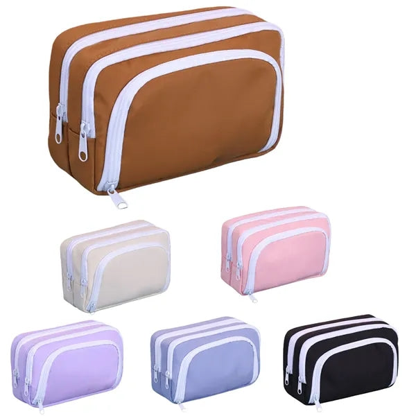Cute Pencil Case With 3 Compartments For Stationery Storage