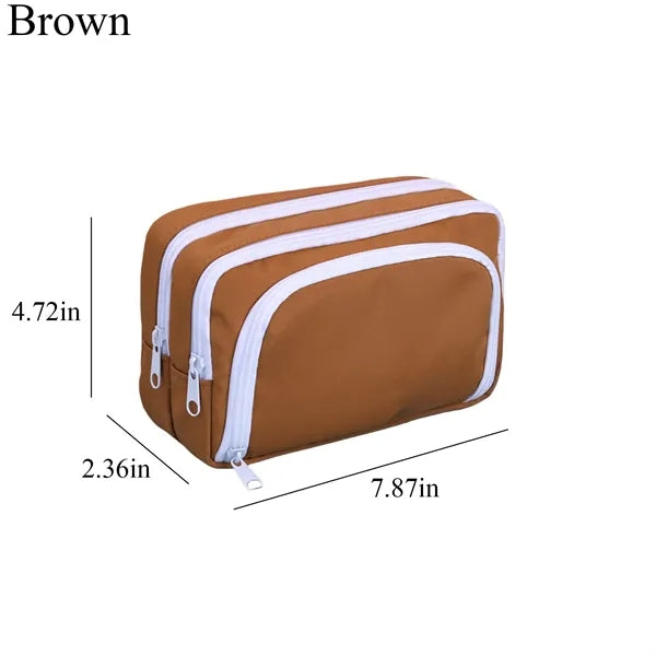 Cute Pencil Case With 3 Compartments For Stationery Storage