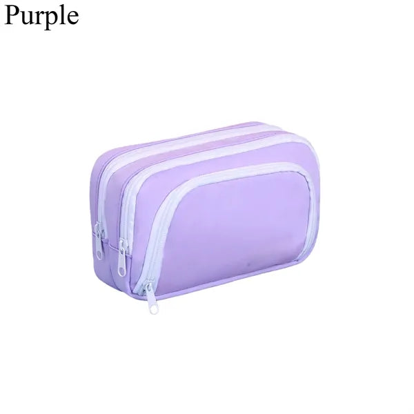 Cute Pencil Case With 3 Compartments For Stationery Storage