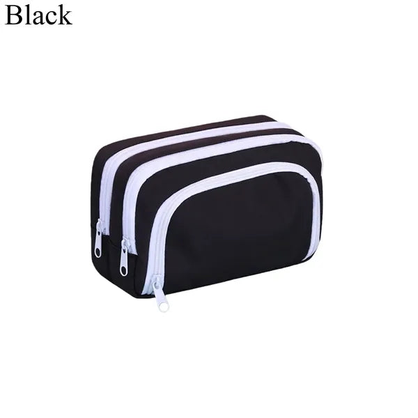 Cute Pencil Case With 3 Compartments For Stationery Storage