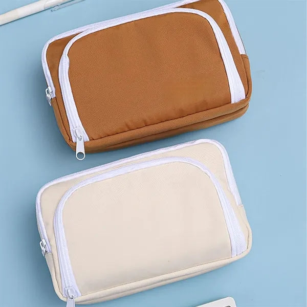 Cute Pencil Case With 3 Compartments For Stationery Storage