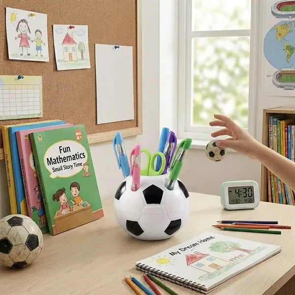 Plastic Soccer Football Shape Pen Pencil Holder
