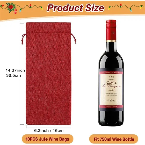 Jute Wine Drawstring Bags