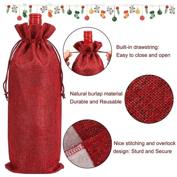 Jute Wine Drawstring Bags