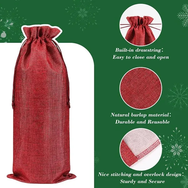 Jute Wine Drawstring Bags