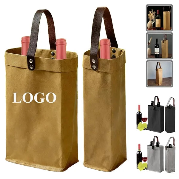 Washable Kraft Paper Wine Gift Bag