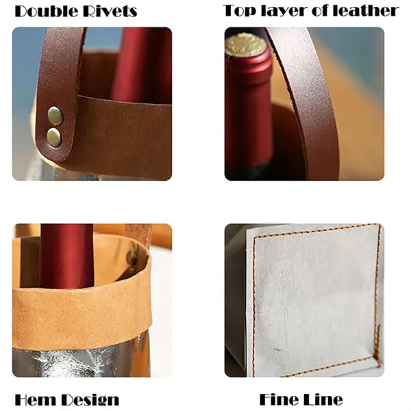 Washable Kraft Paper Wine Gift Bag