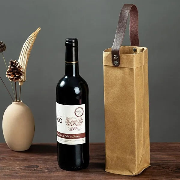 Washable Kraft Paper Wine Gift Bag
