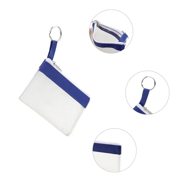 Mini Zippered PVC Pouch Clear Pencil Bag W/ Key Ring