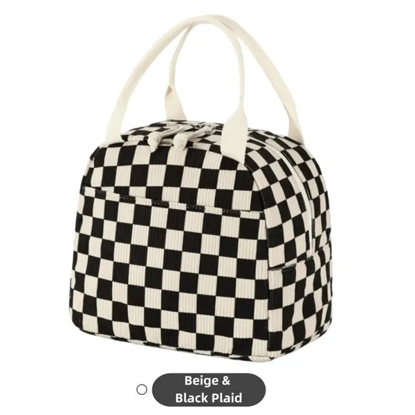Cute Insulated Corduroy Lunch Tote Bag Women Adult