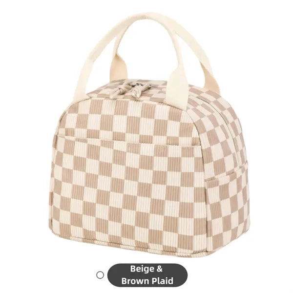 Cute Insulated Corduroy Lunch Tote Bag Women Adult