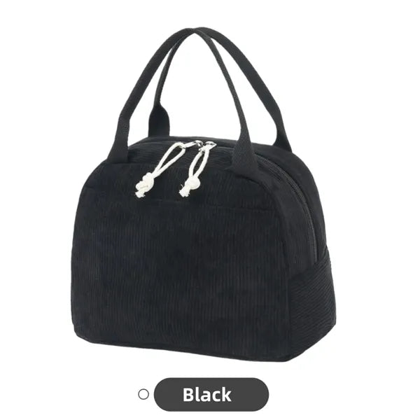 Cute Insulated Corduroy Lunch Tote Bag Women Adult