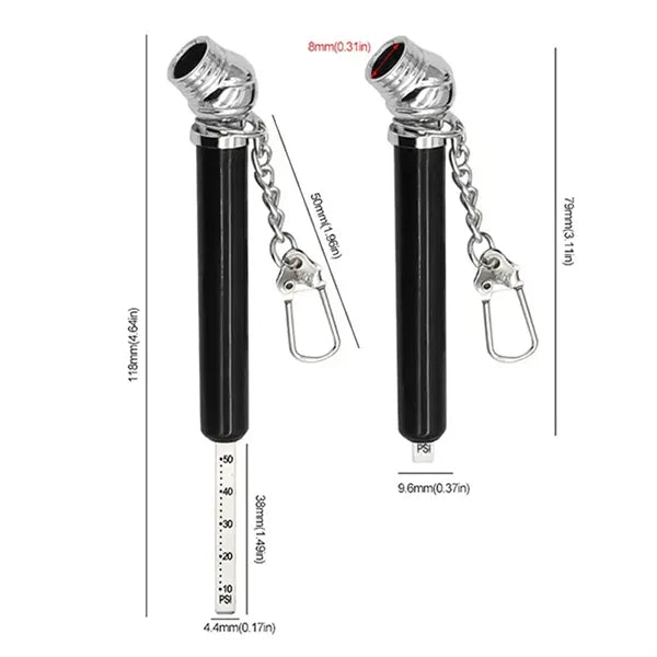 Tire pressure pen keychain