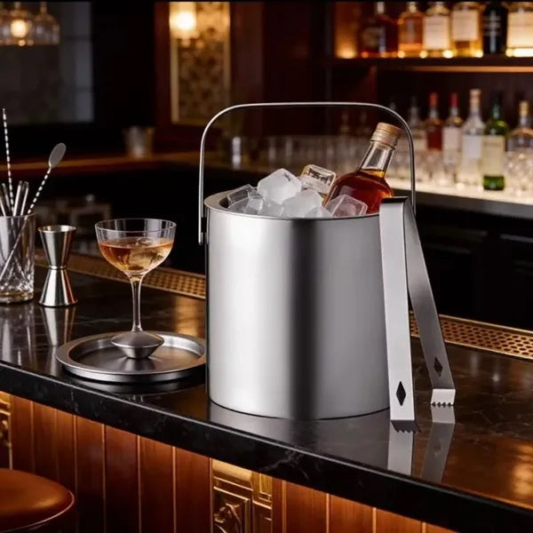 Modern Minimalist Stainless Steel Ice Bucket(With Clip)