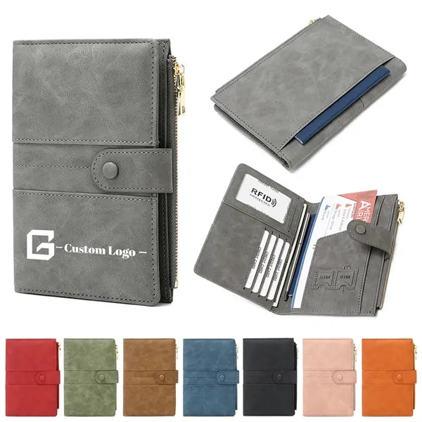 RFID Travel Passport Wallet Vegan Leather Minimalist Case