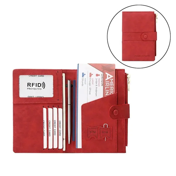 RFID Travel Passport Wallet Vegan Leather Minimalist Case