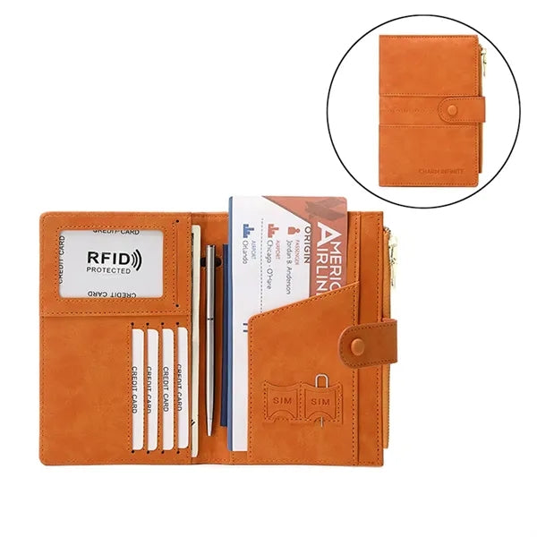 RFID Travel Passport Wallet Vegan Leather Minimalist Case