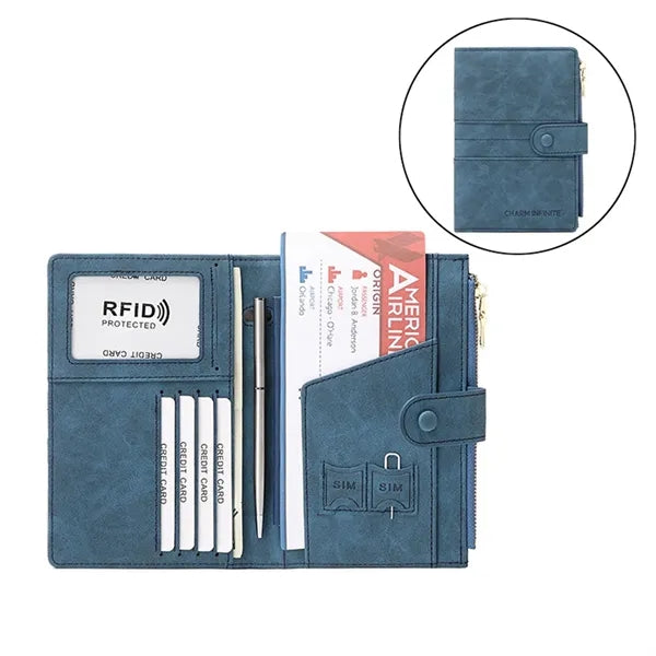 RFID Travel Passport Wallet Vegan Leather Minimalist Case