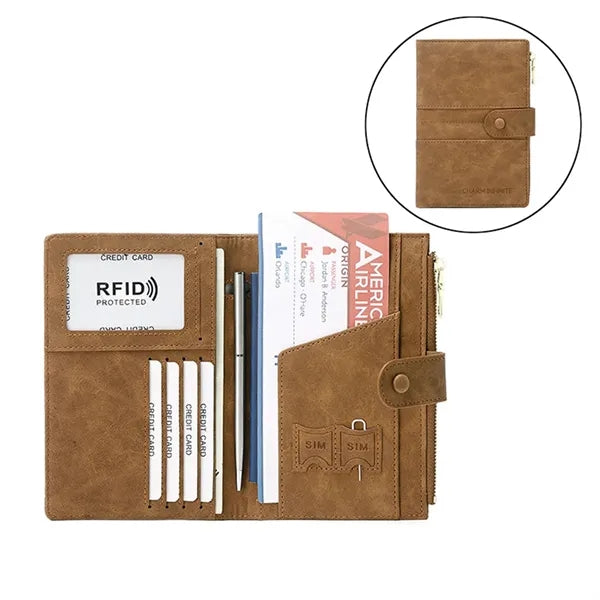 RFID Travel Passport Wallet Vegan Leather Minimalist Case