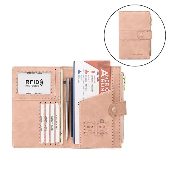 RFID Travel Passport Wallet Vegan Leather Minimalist Case
