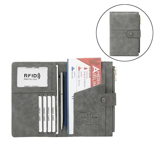 RFID Travel Passport Wallet Vegan Leather Minimalist Case