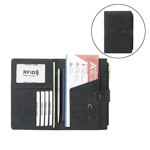 RFID Travel Passport Wallet Vegan Leather Minimalist Case