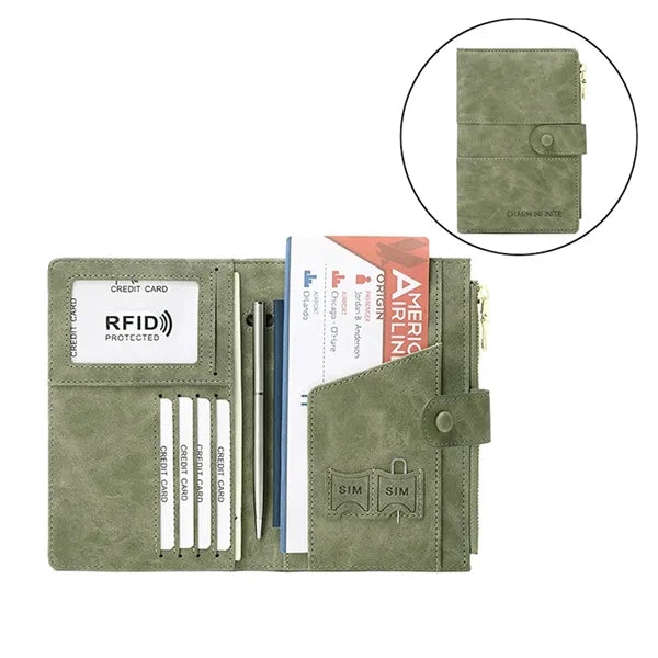 RFID Travel Passport Wallet Vegan Leather Minimalist Case