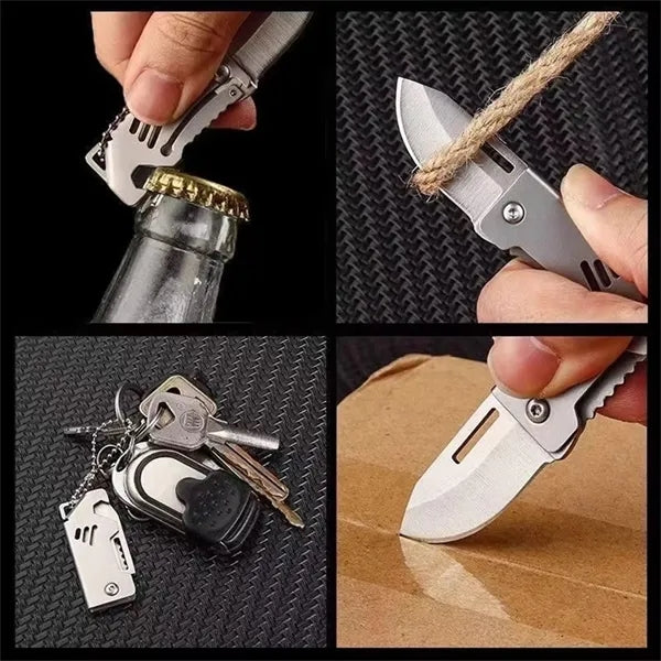Compact Steel Folding Keychain Knife