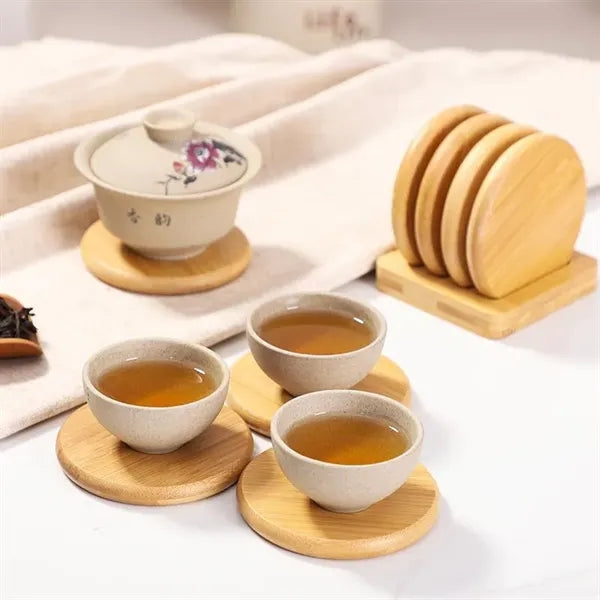 Eco-Friendly Bamboo Coaster Set