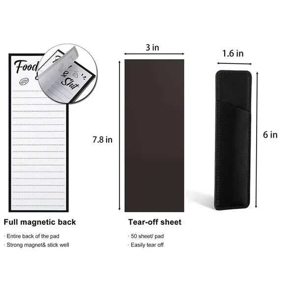 Magnetic Notepad Set With Pen Holder