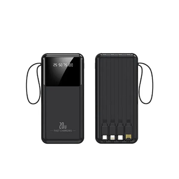 Portable Power Bank with 4 Cables & Flashlights