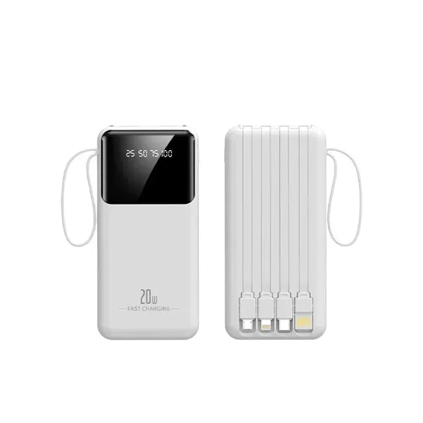Portable Power Bank with 4 Cables & Flashlights
