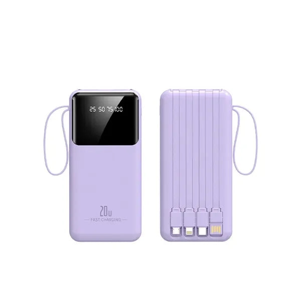 Portable Power Bank with 4 Cables & Flashlights