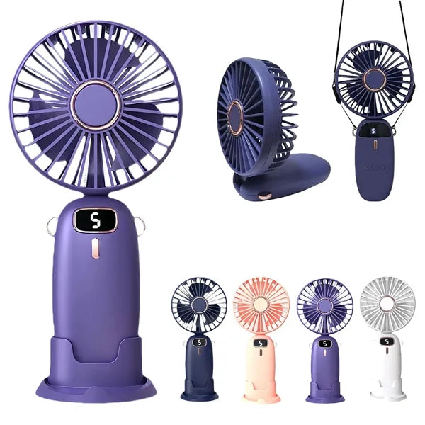 90 Degree Adjustable Portable Handheld Fan With 5 Speed Wind