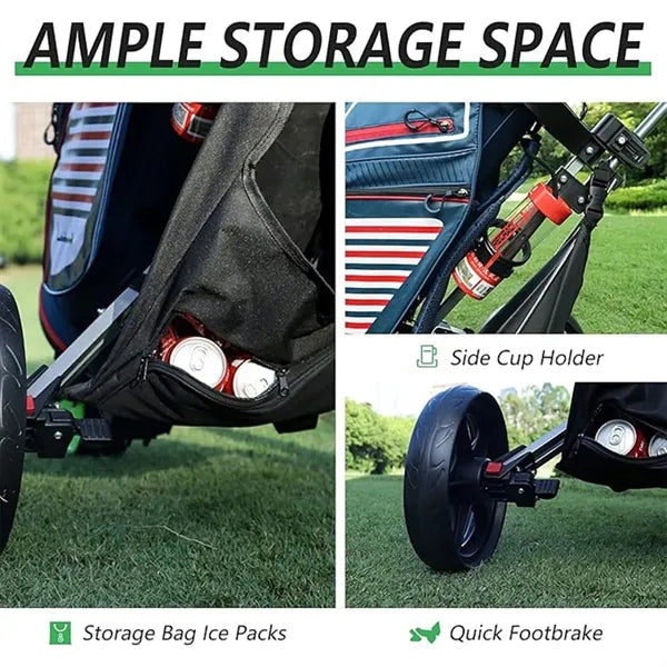 Three Wheel Easy To Folding Golf Push Cart