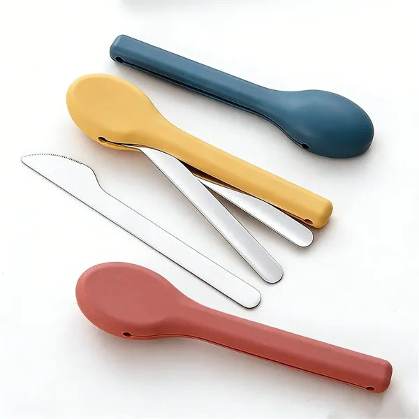 304 Stainless Steel Silicone Camping Tableware Set