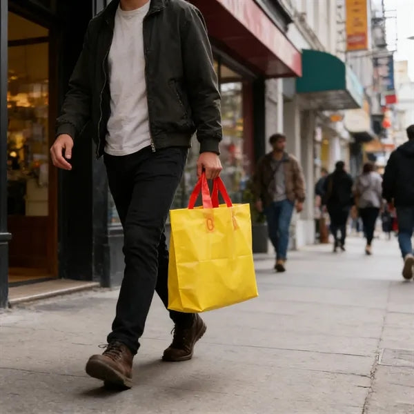Plastic Shopping Tote Bags W/ Carry Handle 13.7"x9.8"x4"