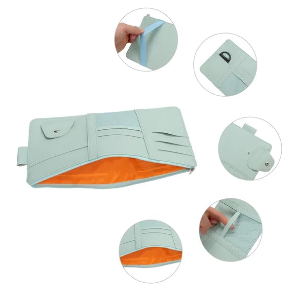 Multi Pocket Car Sun Visor Organizer W/ Sunglass Holder