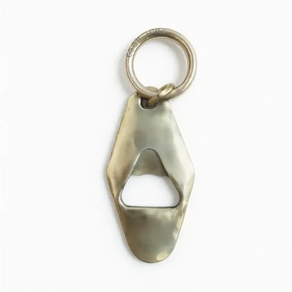 Vintage Solid Brass Bottle Opener Keychain Minimalist Fob