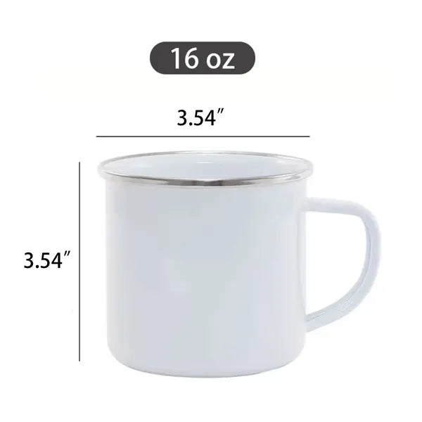 16oz Enamel Camping Mug Retro Steel Coffee Cup