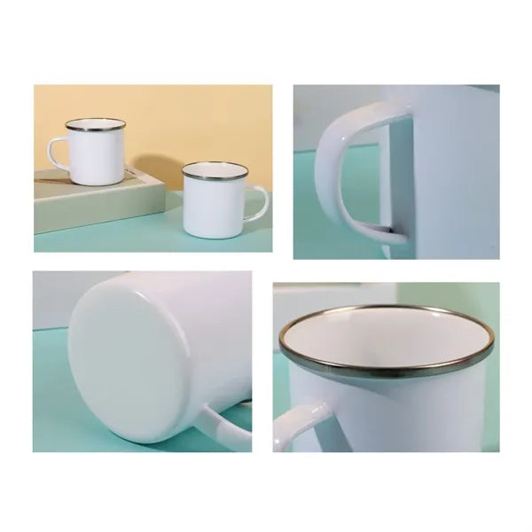 16oz Enamel Camping Mug Retro Steel Coffee Cup
