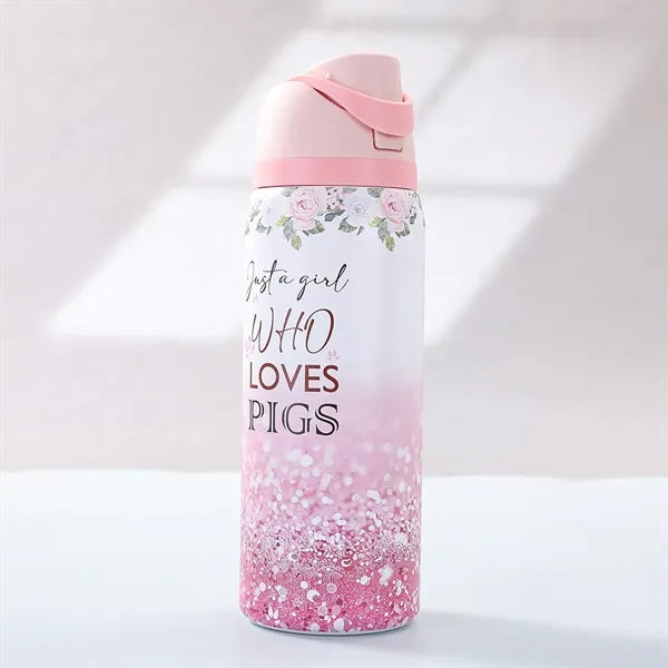 32oz Full Printing Stainless Steel Freesip Water Bottle