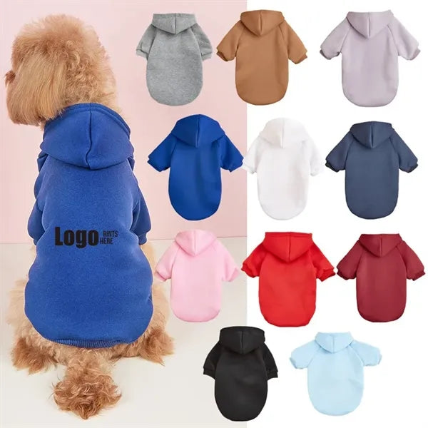 Solid Color Polyester Dog Hoodie Pet Clothes