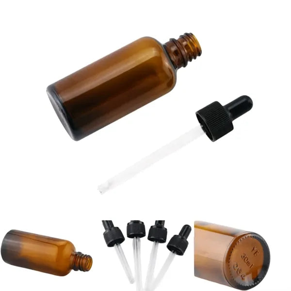 1 oz Dark Amber Glass Dropper Bottles