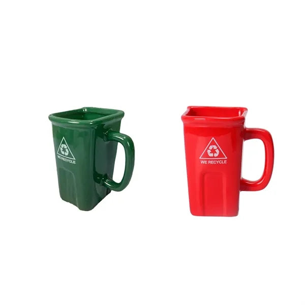 Novelty Miniature Garbage Bin Shaped Ceramic Coffee Mug